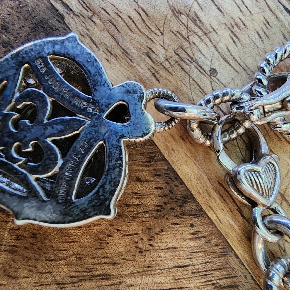 Judith Ripka Sterling Silver Heart Charm Necklace 21" - Picture 6 of 10
